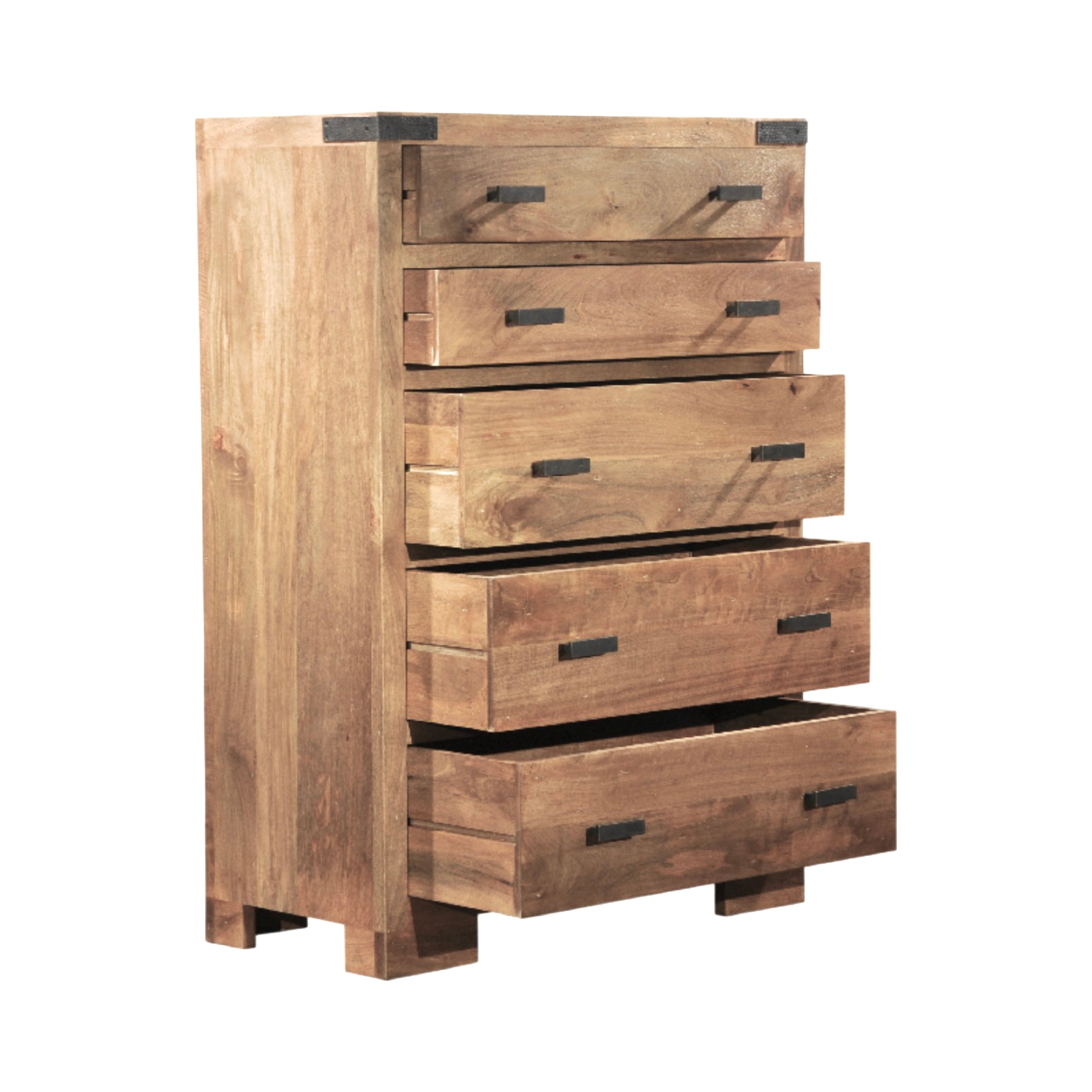 The Urban 5 Drawer Chest | Tall Hardwood Dresser with Industrial Accents