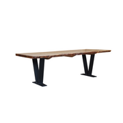 The Veuve Live Edge Table – 96" | Natural Hardwood & Cast Aluminum Base