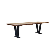 The Veuve Live Edge Table – 84" | Natural Hardwood & Cast Aluminum Base