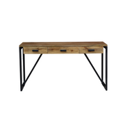The Oxford Desk | 3-Drawer Natural Wood Desk with Steel Frame