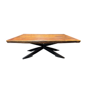 The Edgar Coffee Table | Industrial I-Beam Base with Live-Edge Hardwood Top