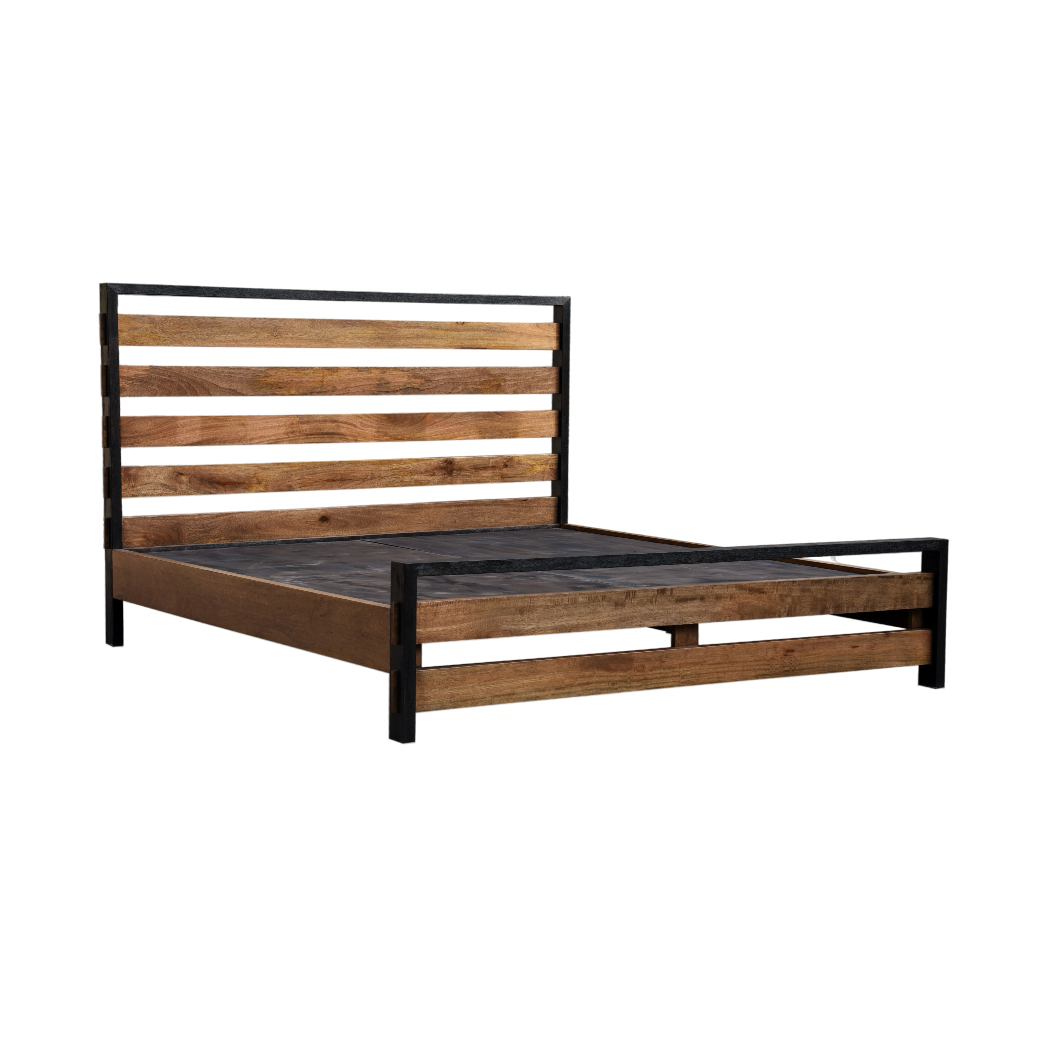 The Bend Mills Bed – King | Rustic Platform Bed with Metal Frame