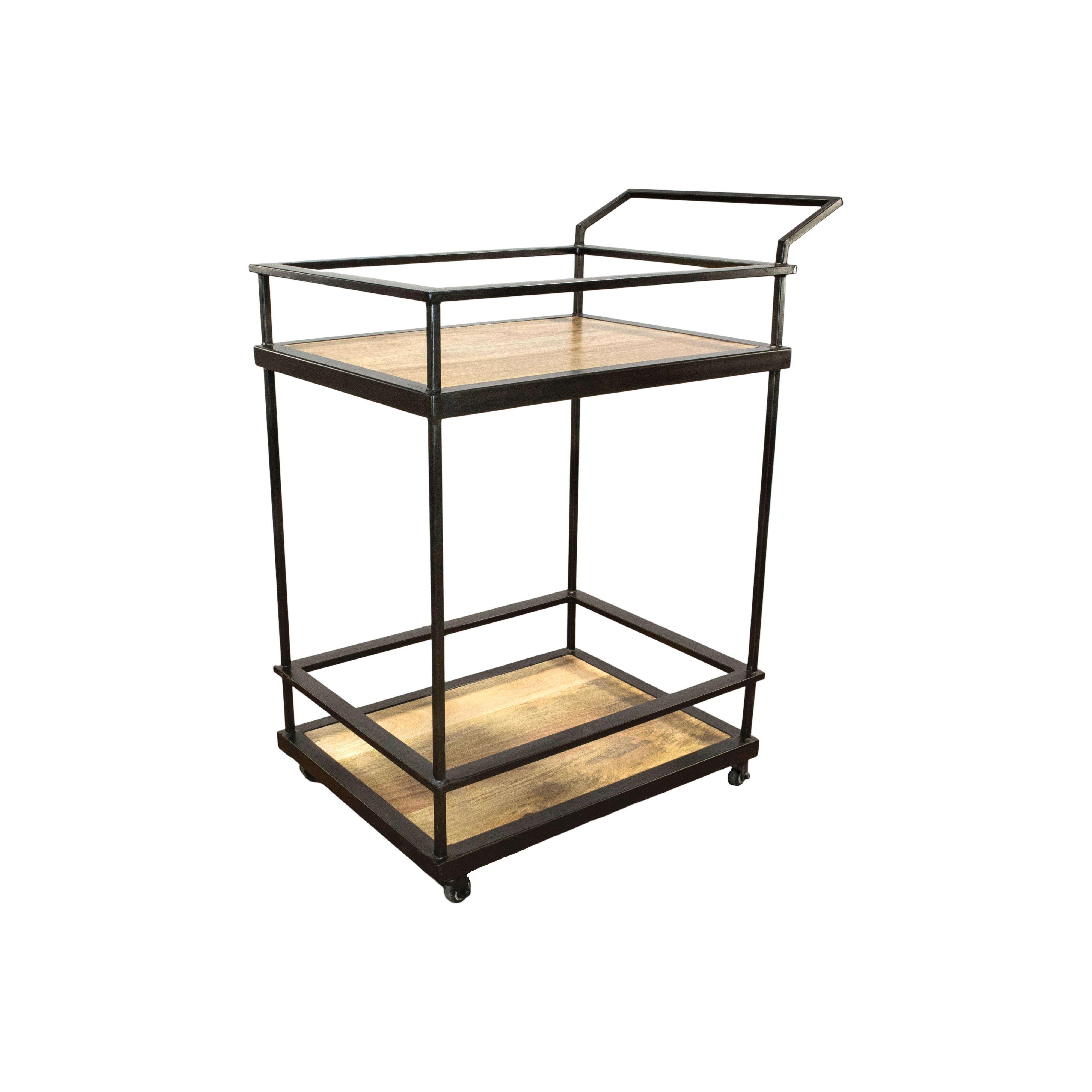 The Trolley Bar Cart | Hardwood & Bronze Beverage Cart on Wheels