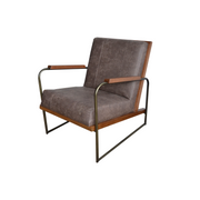 The Daymon Accent Chair – Delmonte Brown | Leather-Look Fabric with Bronze Frame