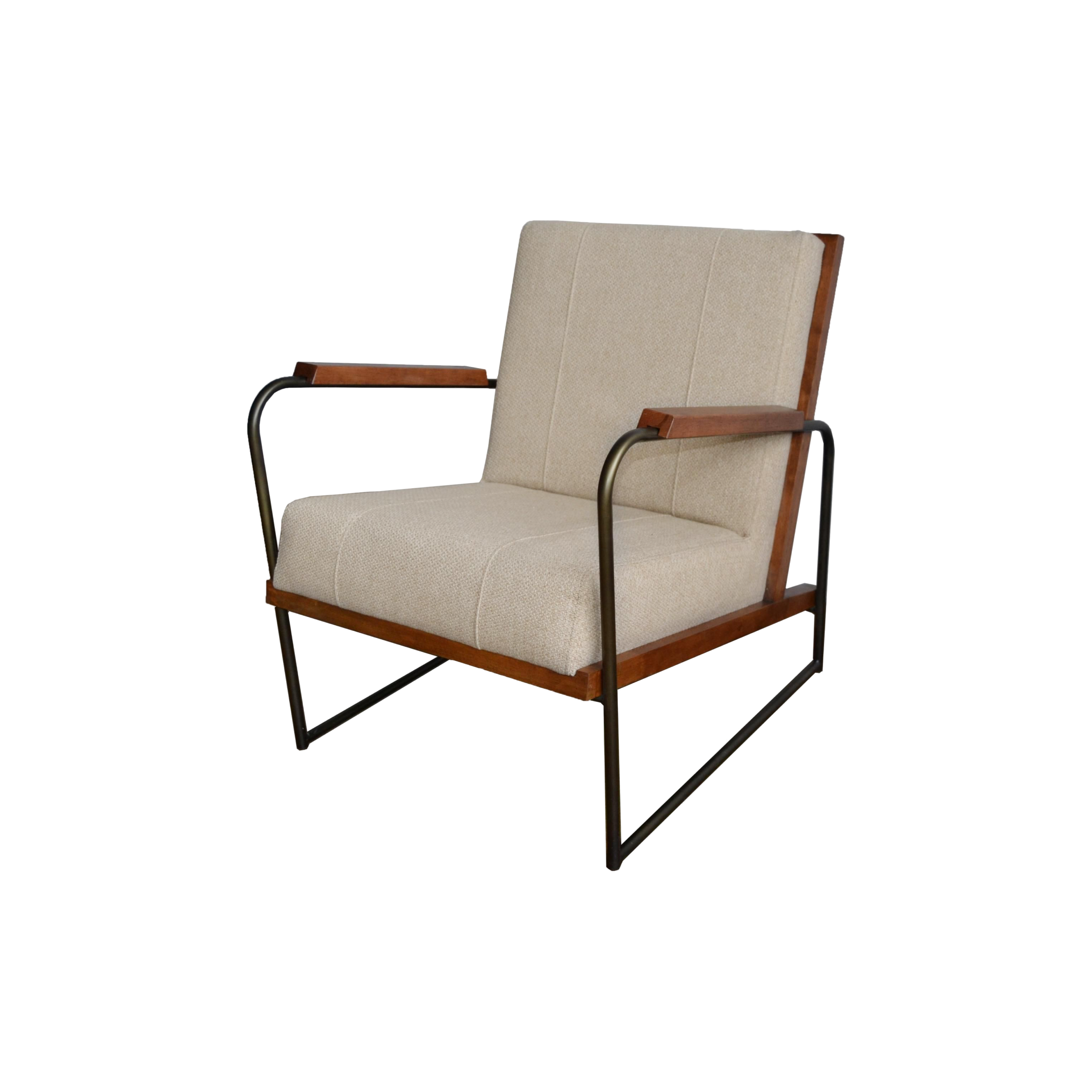 The Daymon Accent Chair – Tan | Soft Leather-Look Fabric with Bronze Frame