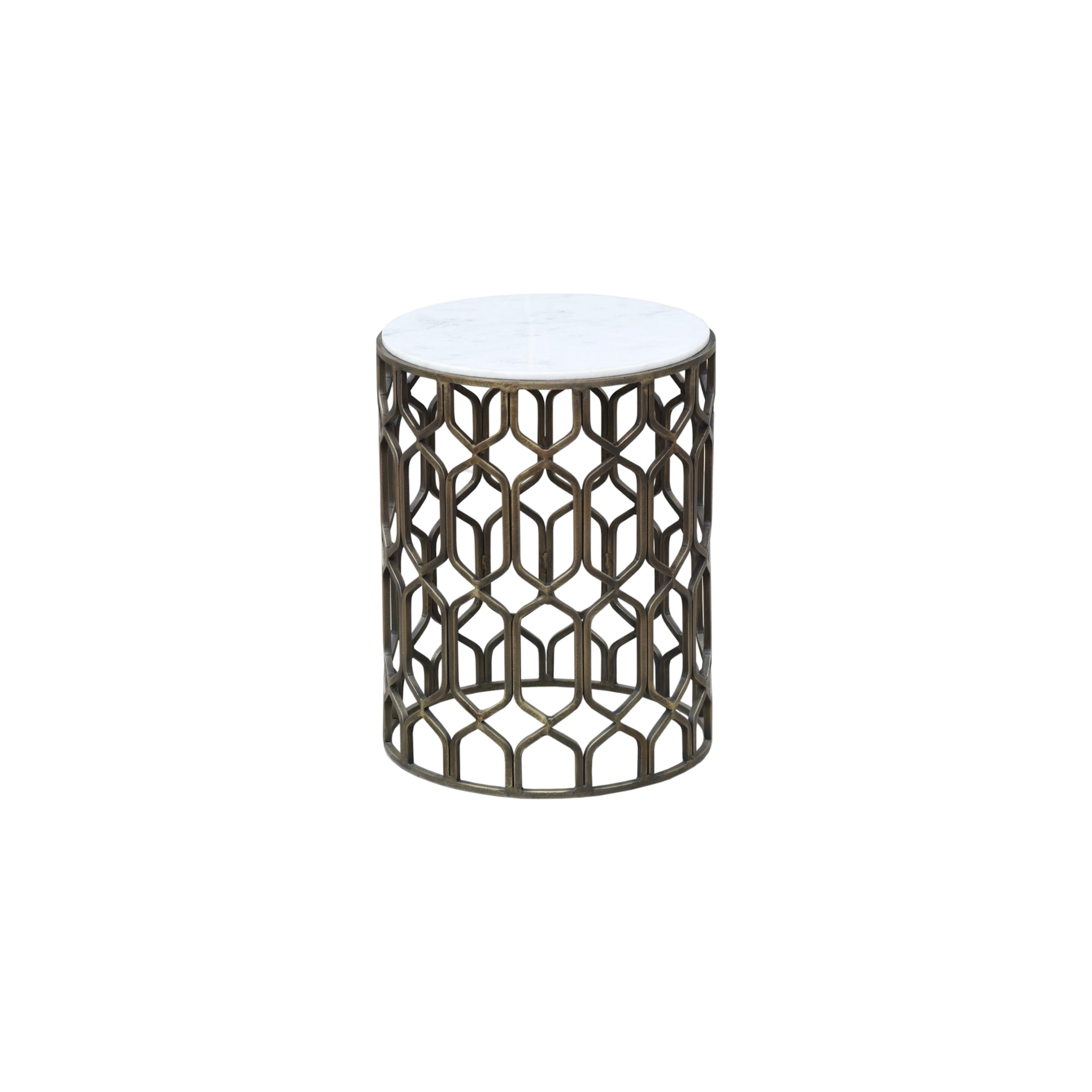 The Vortex End Table | Carrara Marble & Aged Brass Side Table