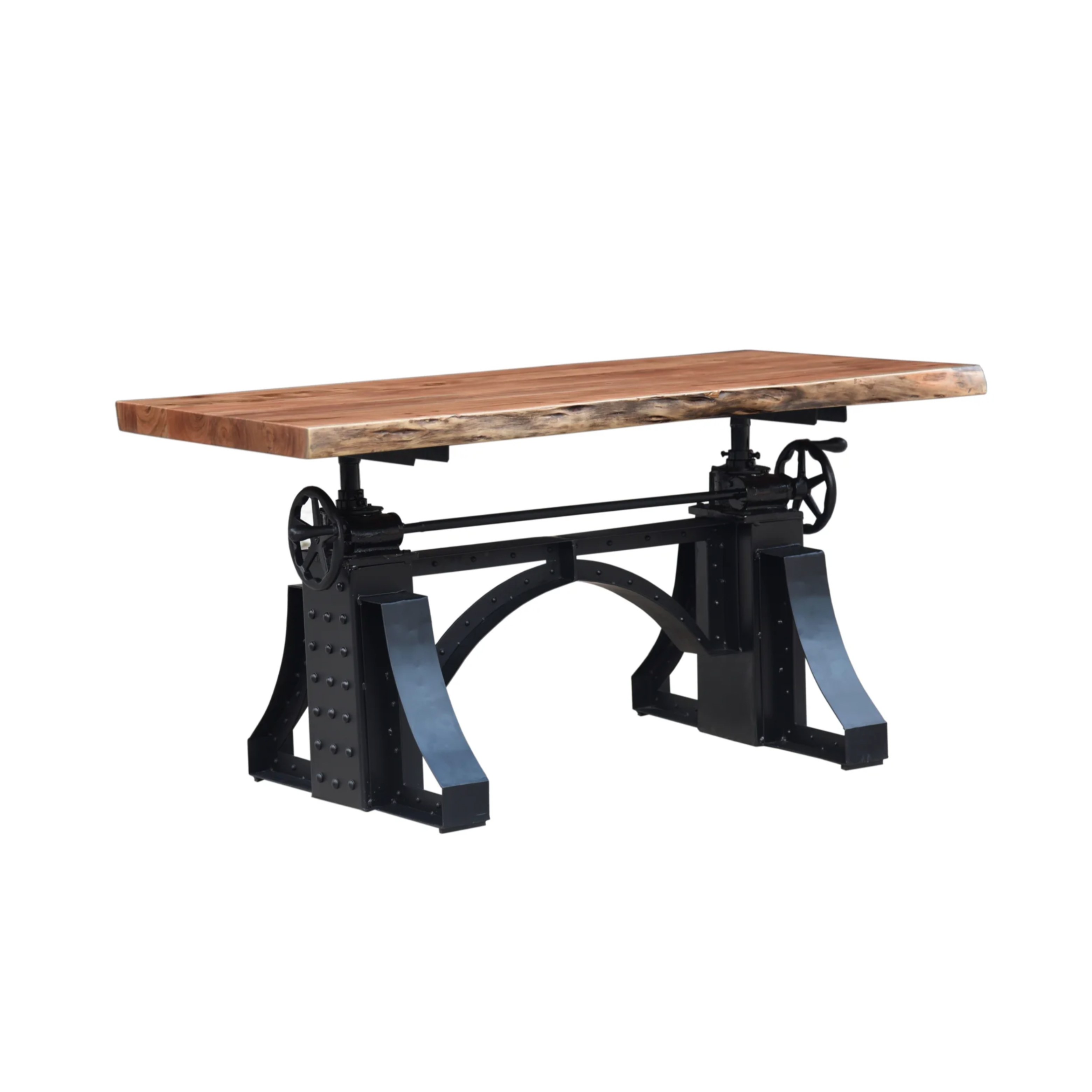 The Wexford Live Edge Table – 72" | Hardwood & Crank Adjustable Steel Base