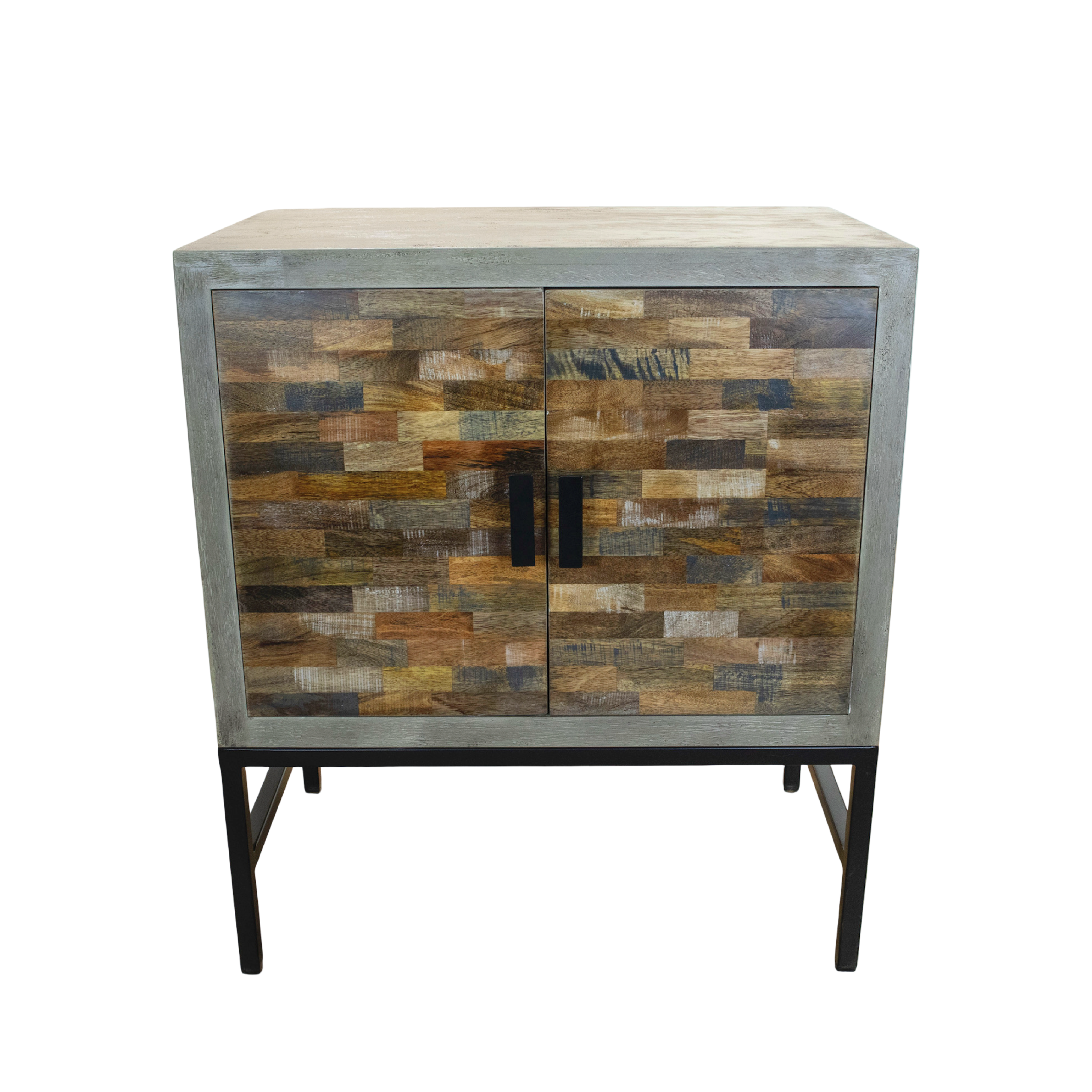 The Loft Series Cabinet #34 | Small Textured Accent Cabinet with Industrial Base