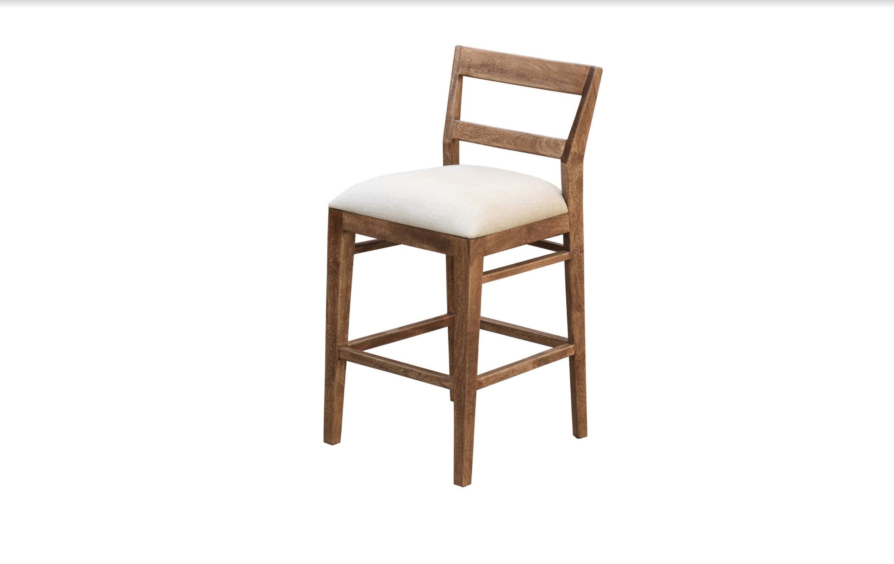 The Vexa Counter Stool | Slatted-Back Hardwood with Upholstered Seat